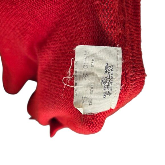 Vintage 70s 80s Red & White Cardigan and Knit Tie Neck Secretary Style Dress 14 - Picture 9 of 9